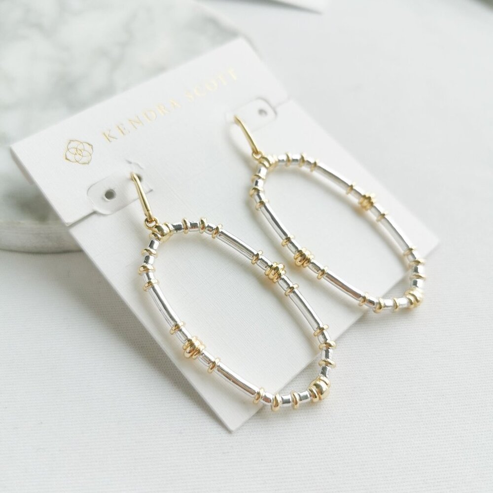 Kendra Scott Mixed Metal Essie Open Frame Earrings NEW - Picture 2 of 3
